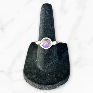 Wire Wrapped Purple Chalcedony Ring
